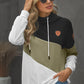 Full Size Range Color Block Cowl Neck Hoodie