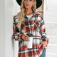 Meet You Outside Plaid Button Down Curved Hem Shacket