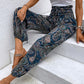 Paisley Print Smocked High-Waist Pants