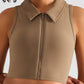 Zip Up Collared Cropped Sports Top