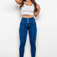 High Waist Skinny Buttoned Long Jeans