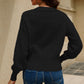 Button Front V-Neck Openwork Cardigan