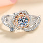 925 Sterling Silver Rose-Shaped Moissanite Ring