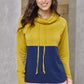 Color Block Raglan Sleeve Drawstring Sweatshirt