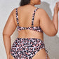 Plus Size Printed Drawstring Detail Bikini Set