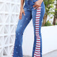 Full Size US Flag Slit Flare Jeans