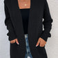 Ribbed Trim Longline Cardigan with Pockets