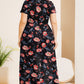 Plus Size Printed Round Neck Short Sleeve Maxi Dress