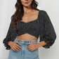 Printed Long Flounce Sleeve Cropped Blouse