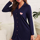 Heart Graphic Lapel Collar Night Shirt Dress