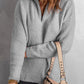 Quarter-Zip Rib-Knit Dropped Shoulder Knit Pullover