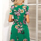 Printed Short Sleeve Surplice Neck Dress