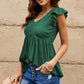 Ribbed Ruffle Sleeve Peplum Top