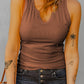 Notched Neck Ribbed Tank Top
