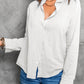 Textured Button Front Curved Hem Shirt