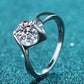 1 Carat Moissanite Rhodium-Plated Solitaire Ring