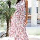 Floral Halter Neck Belted Maxi Dress