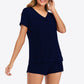 Gathered Detail V-Neck Top and Shorts Lounge Set