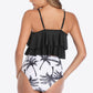 Printed Spaghetti Strap Layered Tankini Set