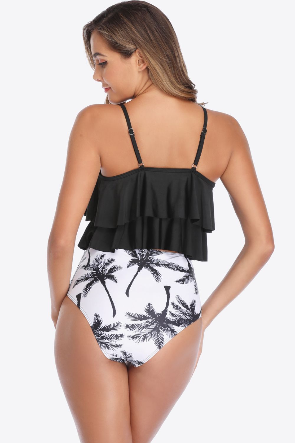 Printed Spaghetti Strap Layered Tankini Set