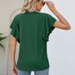 Notched Neck Flutter Sleeve Tee