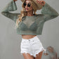 Openwork Flare Sleeve Cropped Cover Up
