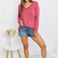 Zenana Full Size V-Neck Curved Hem Top in Rose