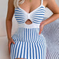 Striped Cutout Spaghetti Strap Knit Dress
