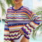 Multicolored Stripe Round Neck Cover-Up