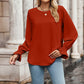 Round Neck Long Flounce Sleeve Blouse
