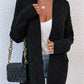 Cable-Knit Open Front Cardigan with Pockets