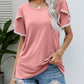 Pom-Pom Trim Flutter Sleeve Round Neck Tee