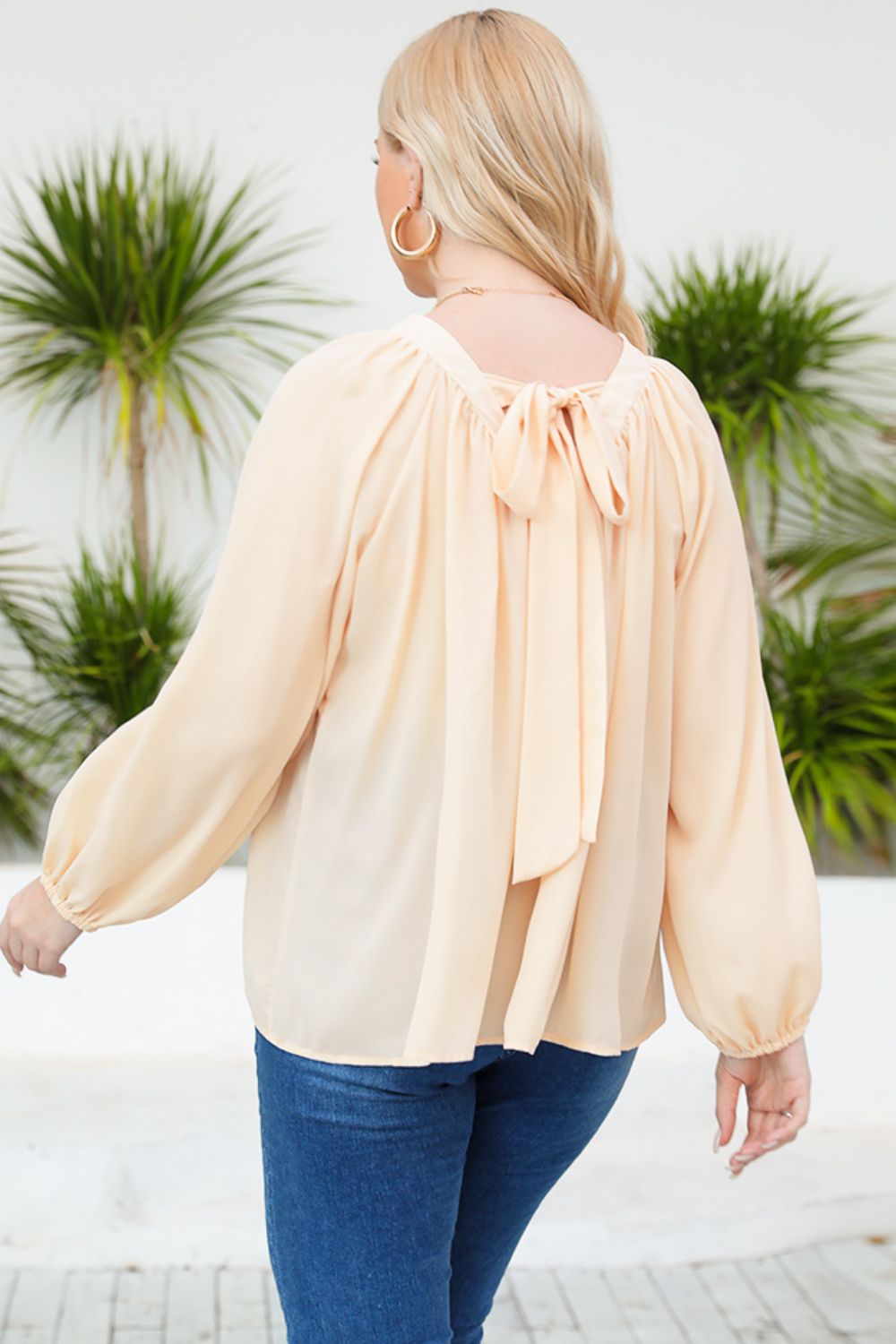Tied Balloon Sleeve Blouse