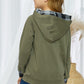 Girls Plaid Decorative Button Hoodie with Pockets