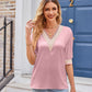 Printed Contrast V-Neck Tee