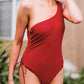 Drawstring Detail One-Shoulder One-Piece Swimsuit