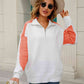 Two-Tone Collared Neck Dropped Shoulder Knit Top