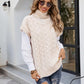 Mixed Knit Short Sleeve Turtleneck Sweater