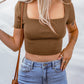 Lace-Up Square Neck Crop Top