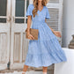 Printed Flutter Sleeve Tiered Dress