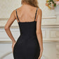 Spaghetti Strap Bodycon Dress with Rhinestone Decoration