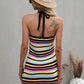 Striped Halter Neck Mini Sweater Dress