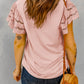 Round Neck Flutter Sleeve Top