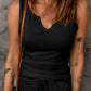 Notched Neck Ribbed Tank Top