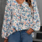 Floral Tie-Neck Long Balloon Sleeve Blouse