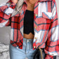 Plaid Collared Neck Drop Shoulder Jacket