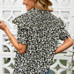 Floral Smocked Ruffle Shoulder Tie Neck Top