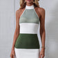 Color Block Halter Neck Knit Dress