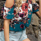 Floral Cold-Shoulder Round Neck Top