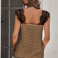 Contrast Lace Trim Swiss Dot Tank
